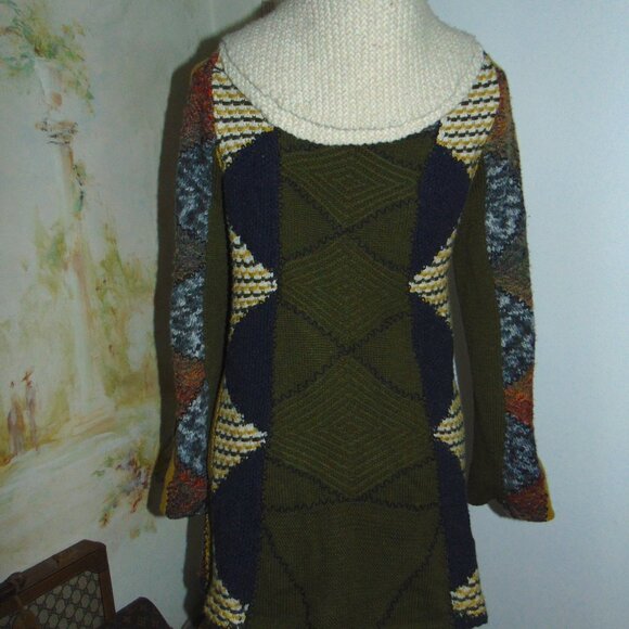 Anthropologie Charlie & Robin Cardigan Patch Knit S Chunky Cottage Cabin Core - Picture 6 of 14